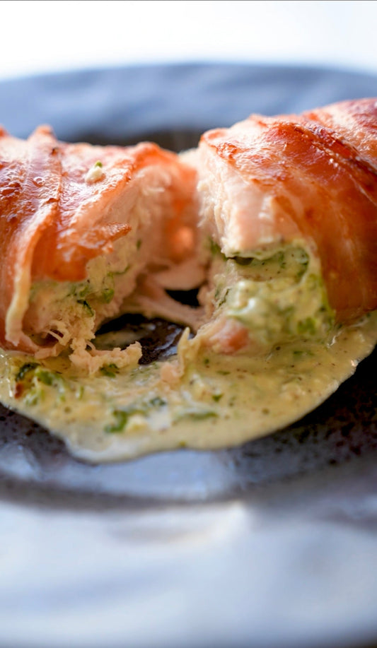 Bacon wrapped stuffed chicken